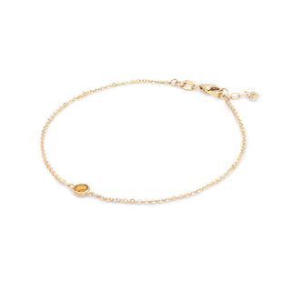 Bracelet pour elle avec pierre de naissance de novembre et diamants en citrine ronde de 0,25 ct