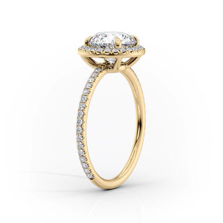 Bague de fiançailles avec halo de diamants CVD émeraude 1,0 -3,0 avec sertissage pavé