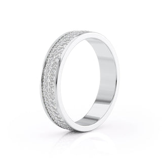 Round Cut Three Rows Moissanite Men's Wedding Band