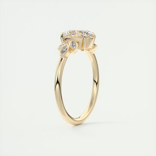 2CT Oval Moissanite Diamond Cluster Engagement Ring In 14K Yellow Gold