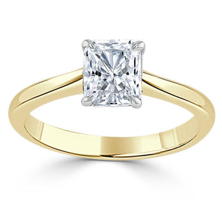 Bague de fiançailles avec solitaire en moissanite taille radiant de 1,0 ct