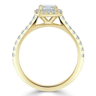 Bague de fiançailles en moissanite pavée halo taille Asscher de 1,0 ct