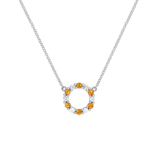 Collier rond avec pierre de naissance de novembre et diamant en citrine ronde de 1,0 ct