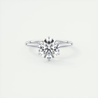 2CT Round Six Prong Moissanite Diamond Solitaire Engagement Ring In 14K White Gold