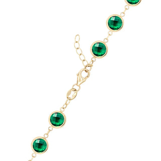 13.44CT Bezel Set Round Emerald Diamond May Birthstone Bracelet