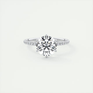 2CT Round Pave Moissanite Diamond Six Prong Engagement Ring