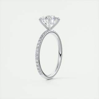 2CT Round Pave Moissanite Diamond Six Prong Engagement Ring