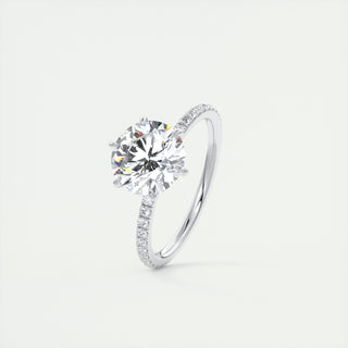 2CT Round Pave Moissanite Diamond Six Prong Engagement Ring