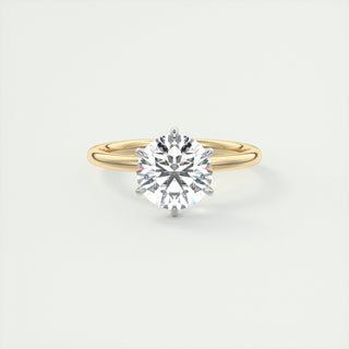 2CT Round Six Prong Moissanite Diamond Solitaire Two Tone Engagement Ring