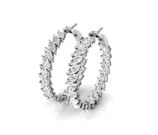 Boucles d'oreilles créoles en diamant taille marquise pour femmes