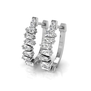 Tapered Baguette Shape Diamond Moissanite Earrings for Her