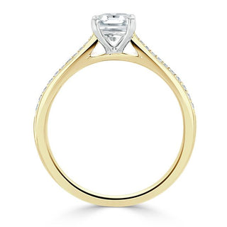 Bague de fiançailles en moissanite solitaire taille radiant de 0,75 ct avec halo caché/montage pavé