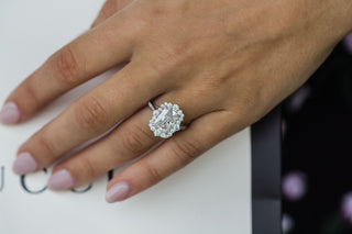 3.50CT Radiant Cut Unique Halo Moissanite Engagement Ring - ELITE CARAT