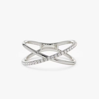 Alliance de mariage en diamants taille ronde Criss Cross pour femme