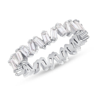 Alliance de mariage éternité en diamants CVD baguette de 1,28 TCW