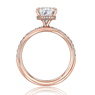 1.80CT Pear Cut Hidden Halo Moissanite Engagement Ring in 18K Rose Gold - ELITE CARAT