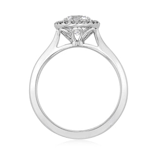 Bague de fiançailles avec halo de diamants en moissanite ronde sertie cathédrale de 1,0 ct