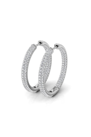 Round Cut Moissanite Diamond Three Side  Hoops Earrings for Her