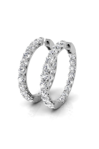 Round Cut Moissanite Hoop Diamond Earrings for Women