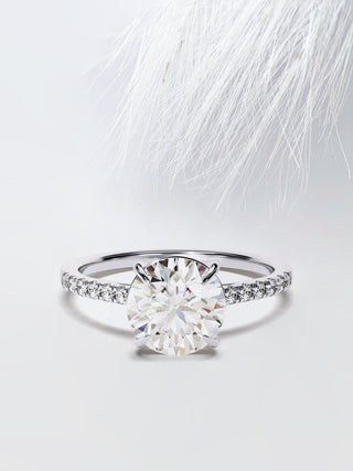 Bague de fiançailles en moissanite à taille ronde pavée de 2,0 ct pour elle 