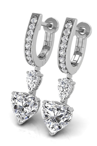 Heart, Pear & Round Cut Diamond Hoops Earrings for Women