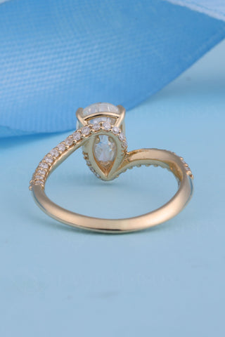 Bague de fiançailles en moissanite taille poire de 2,0 carats de style tension 