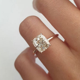 2.92ct Cushion Cut Moissanite Hidden Halo Engagement Ring