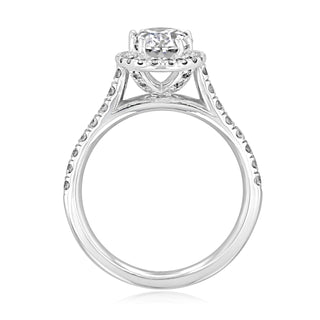 Bague de fiançailles en moissanite halo à taille ovale de 1,33 ct et sertissage à griffes unique 