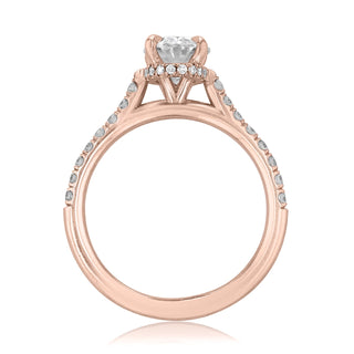 1.33CT Oval Cut Hidden Halo Moissanite Engagement Ring in 18K Rose Gold