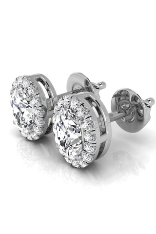 Boucles d'oreilles à tige en diamant halo de moissanite à taille ovale pour elle