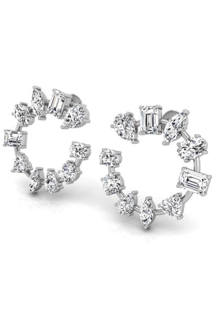 Boucles d'oreilles en forme de cercles multiples avec diamants et moissanite pour femmes