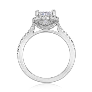 1.80ct Pear Cut Halo Moissanite Solitaire Engagement Ring - ELITE CARAT