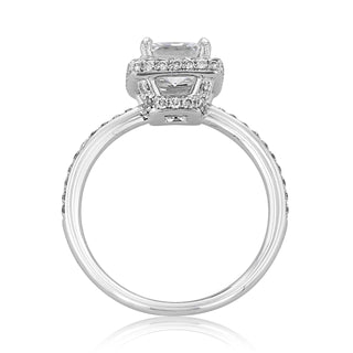 Bague de fiançailles en diamants pavés en moissanite princesse halo de 1,5 ct pour femme