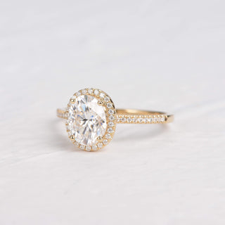 Bague de fiançailles halo en moissanite de forme ovale de 1,91 ct