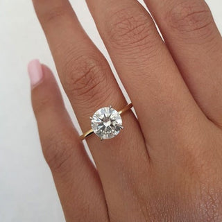 Bague de fiançailles solitaire en or massif 14 carats avec diamant en moissanite bicolore de 2,0 ct