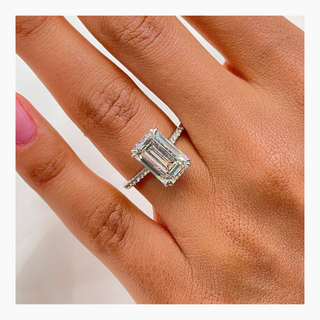 Bague de fiançailles avec diamants pavés d'émeraude de 2,50 à 5,02 ct