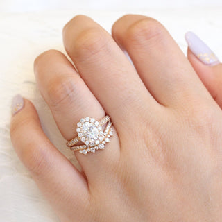 Bague de fiançailles de mariée halo en moissanite solitaire à taille ovale de 1,20 ct 