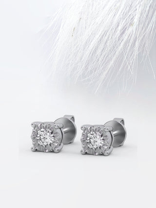 Pendientes de diamantes con forma de moissanita de talla redonda con engaste en bisel para mujer