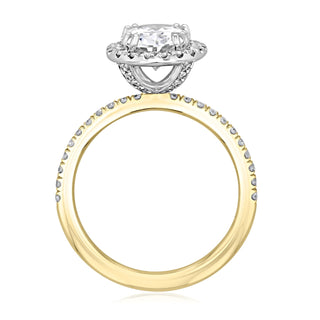 1.93CT Oval Cut Halo Moissanite Engagement Ring in 18K Yellow Gold - ELITE CARAT