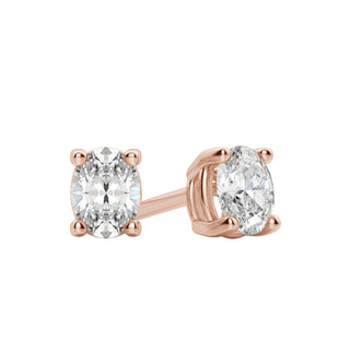 Boucles d'oreilles à tige solitaire en moissanite à taille ovale de 0,50 TCW à 1,0 TCW