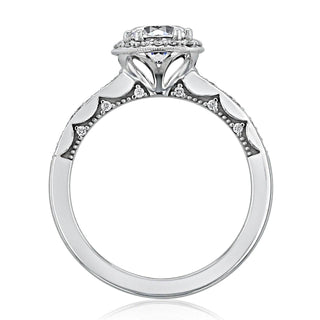 1.50 CT Round Cut Halo Moissanite Engagement Ring in 18K White Gold - ELITE CARAT