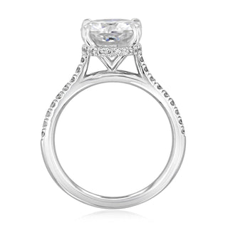 2.50CT Cushion Hidden Halo Moissanite Engagement Ring - ELITE CARAT