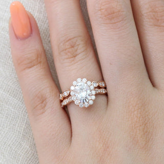 Bague de fiançailles de mariée halo en moissanite à taille ovale de 1,20 ct 