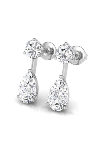 Pear & Round Cut Moissanite Diamond Drop Earrings for Women