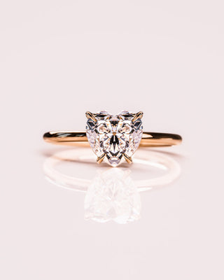 1.0 - 3.0 CT Heart  CVD Diamond Solitaire Engagement Ring