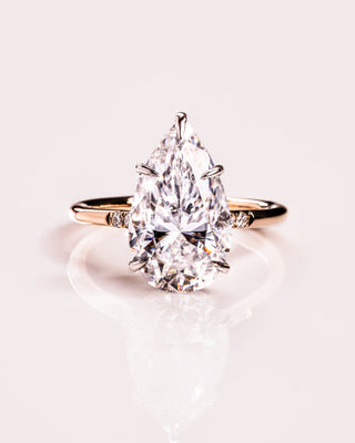 1.50- 3.09 CT Pear  CVD Diamond Hidden Halo Engagement Ring