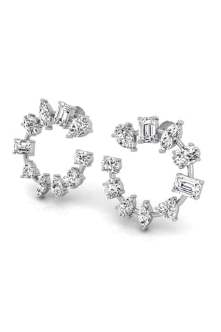 All Shaped Diamond Circle Moissanite Earrings for Her