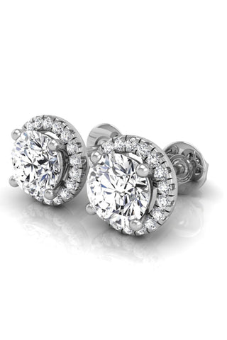 Round Cut Diamond Halo Moissanite Earrings for Women