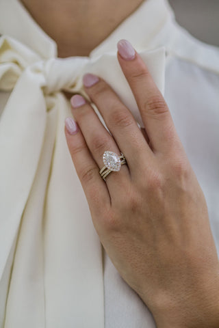 Bague de fiançailles en moissanite taille marquise de 1,75 ct avec halo et pavé