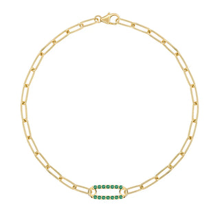 Bracelet avec pierre de naissance du mois de mai sertie d'émeraude ronde de 0,50 ct